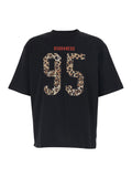 Black T-Shirt with Maxi Logo on the Front for Men Cotton Tshirts And Polo Shirts