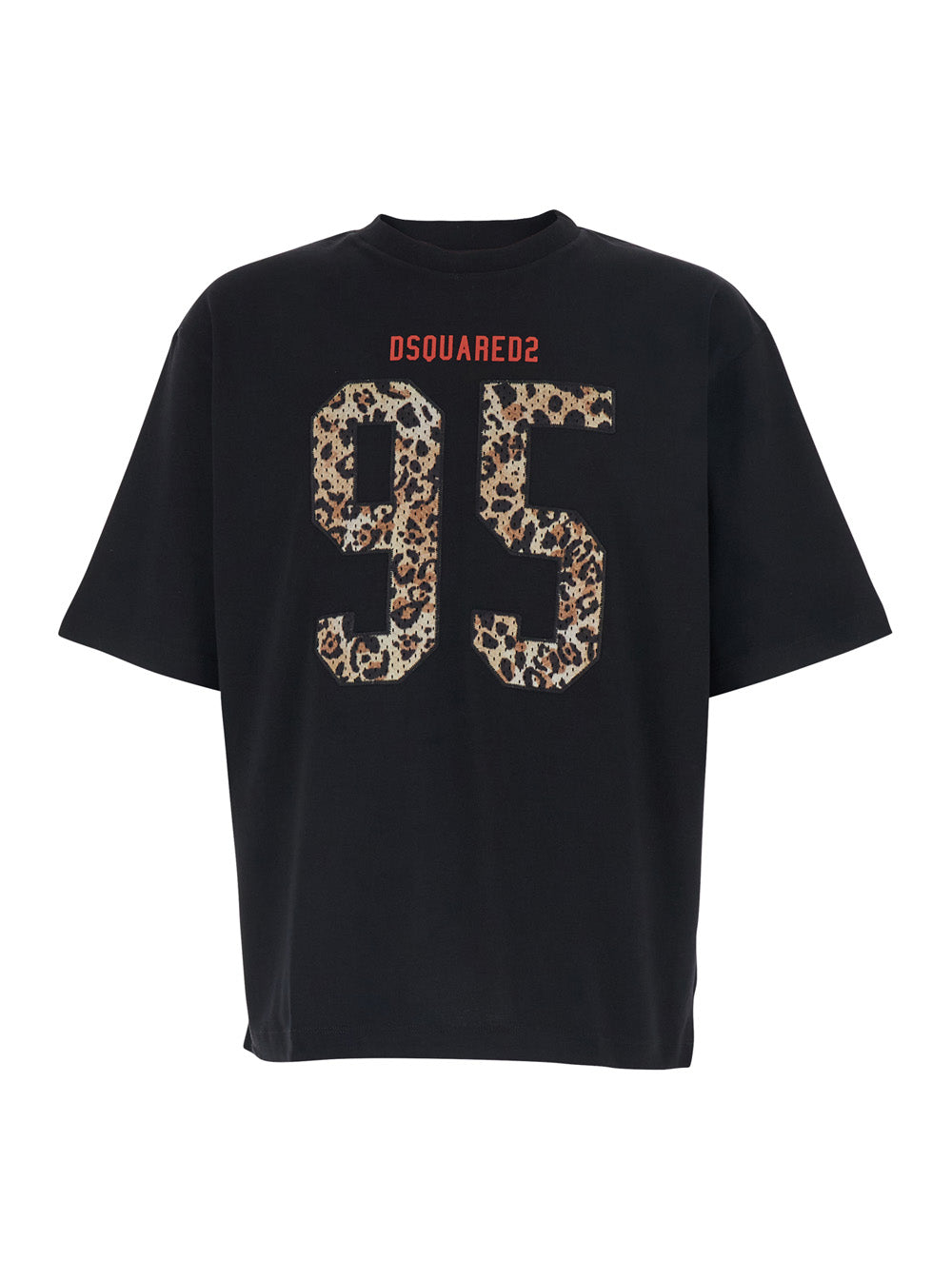 Black T-Shirt with Maxi Logo on the Front for Men Cotton Tshirts And Polo Shirts