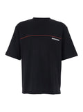 Black T-shirt with Raised Collar and Logo on Front for Men Cotton Tshirts Polo Shirts