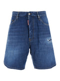 Denim Shorts Blue With Five-Pocket Details In Cotton For Men Blu Elastane And Bermuda