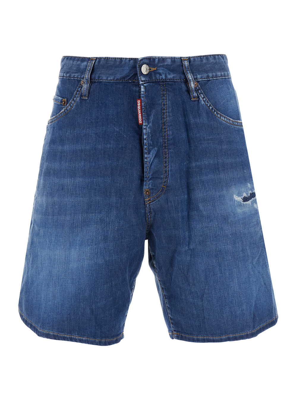 Denim Shorts Blue With Five-Pocket Details In Cotton For Men Blu Elastane And Bermuda