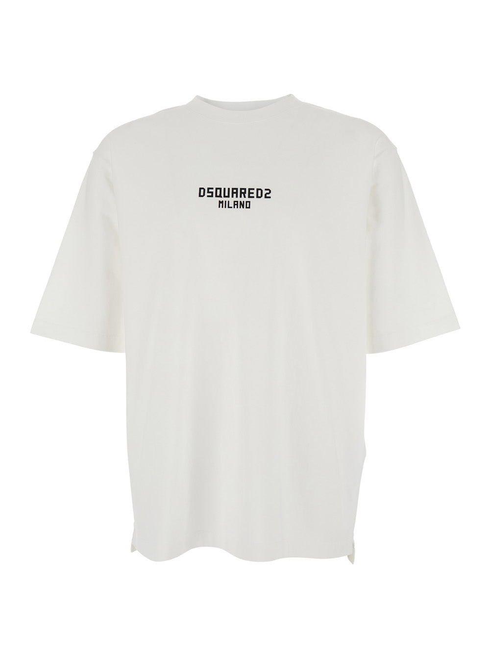T-shirt DSQUARED2 with Logo Print on the Front in White Cotton for Men Tshirts And Polo Shirts