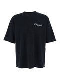 Black DSQUARED2 T-shirt with Embroidered Logo on Chest for Men Cotton Tshirts And Polo Shirts