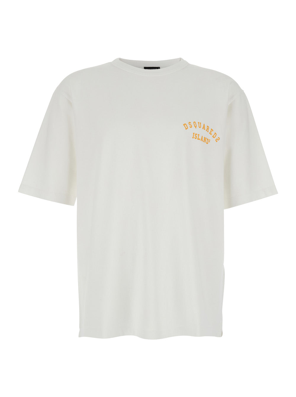 White T-Shirt with Logo Lettering on the Front for Men Cotton Tshirts And Polo Shirts