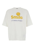 Mens White Cotton Crew Neck T-Shirt with Front Print Tshirts And Polo Shirts