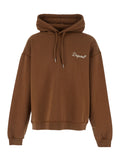 Brown Hoodie with Drawstring and Logo Lettering on the Front in Cotton for Men Sweatshirts