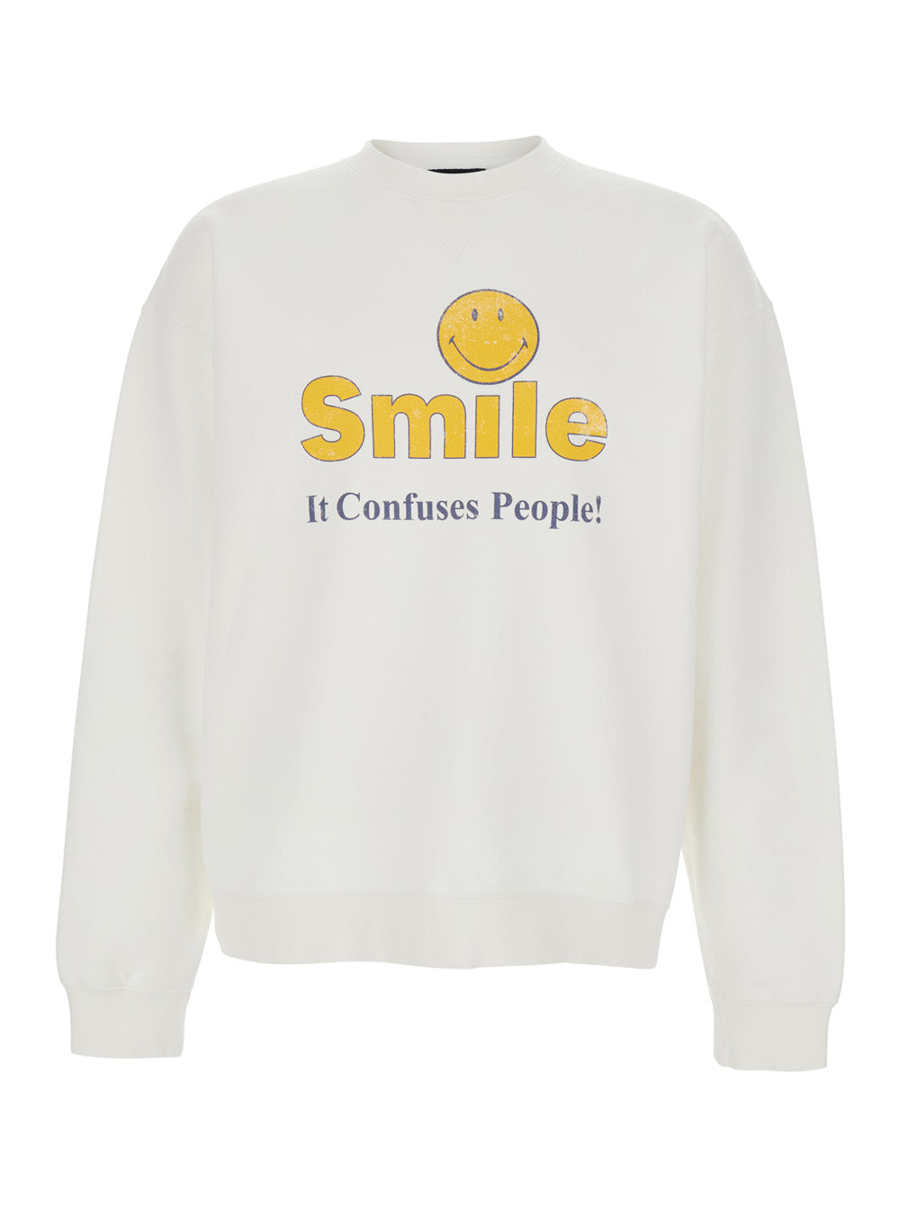 White Cotton Crew Neck T-Shirt with Front Print for Men Sweatshirts