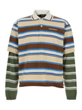 Polo with Logo Lettering on the Front and All-Over Striped Print in Multicolor Cotton for Men Tshirts Shirts