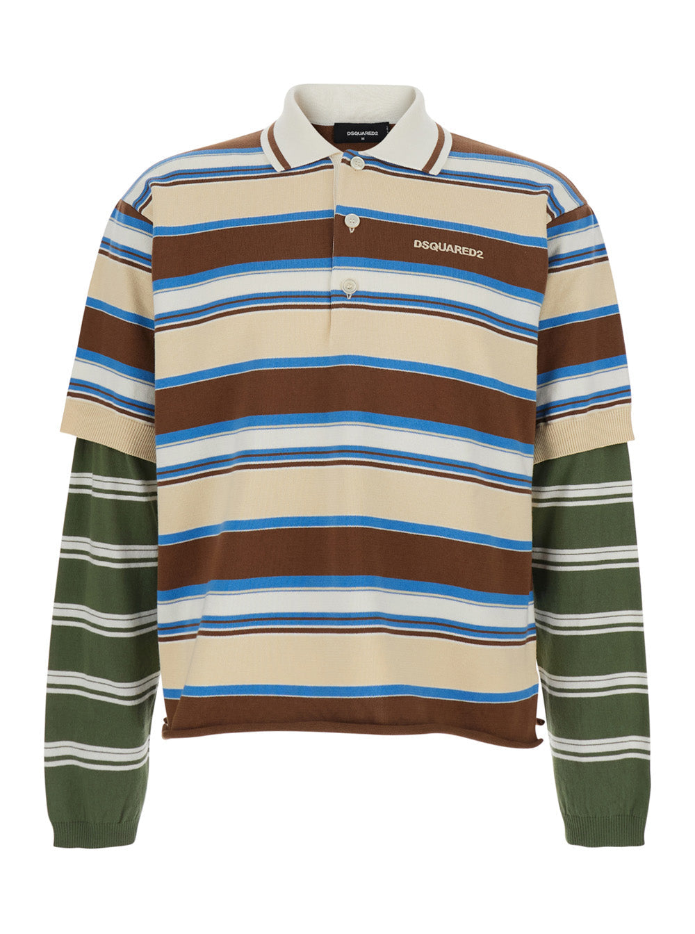 Polo with Logo Lettering on the Front and All-Over Striped Print in Multicolor Cotton for Men Tshirts Shirts