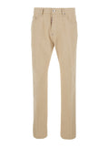 642 Beige Jeans With Logo Patch On The Back Denim For Men Cotton