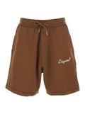 DSQUARED2 Shorts with Drawstring Waist and Logo Lettering on the Front in Brown Cotton for Women Bermuda