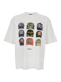 White T-shirt with Front Print and Logo on the Back for Men Cotton Tshirts Polo Shirts