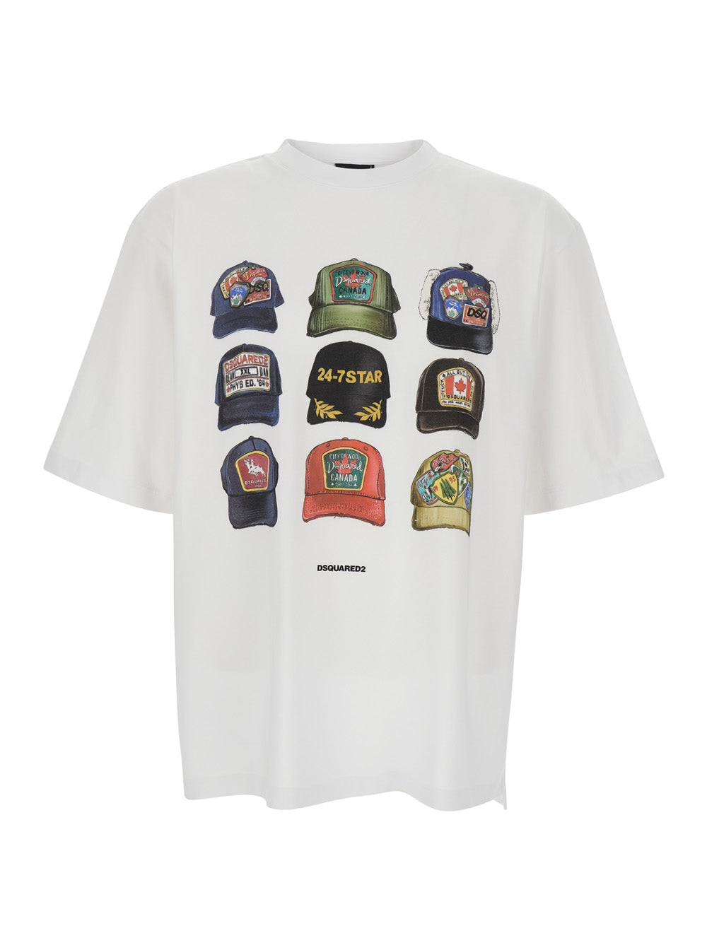 White T-shirt with Front Print and Logo on the Back for Men Cotton Tshirts Polo Shirts