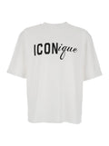 White T-Shirt with Raised Collar and Maxi Logo on the Front in Cotton for Men Tshirts Polo Shirts