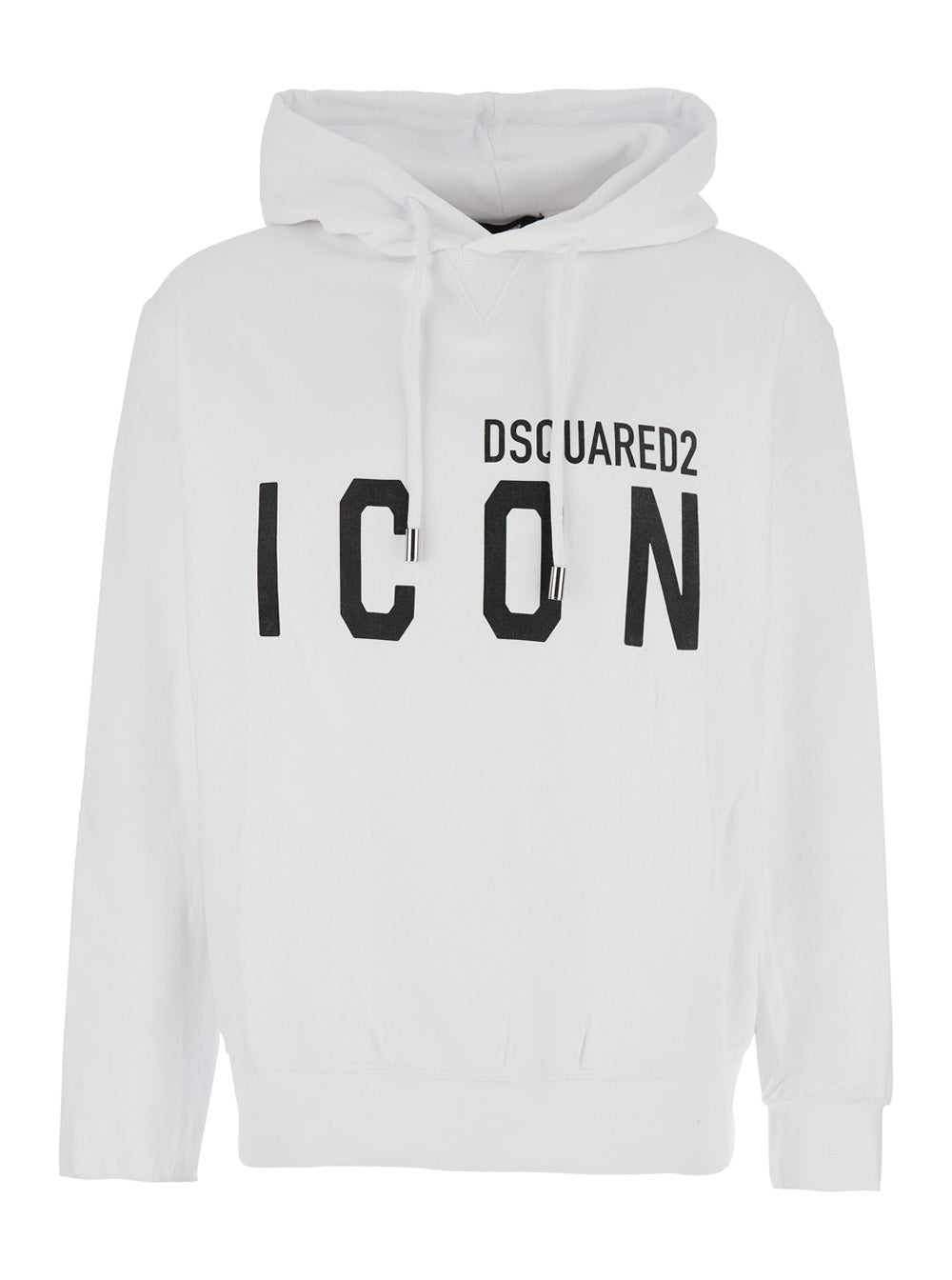 White Cotton Hoodie with Front Logo Print for Men Sweatshirts