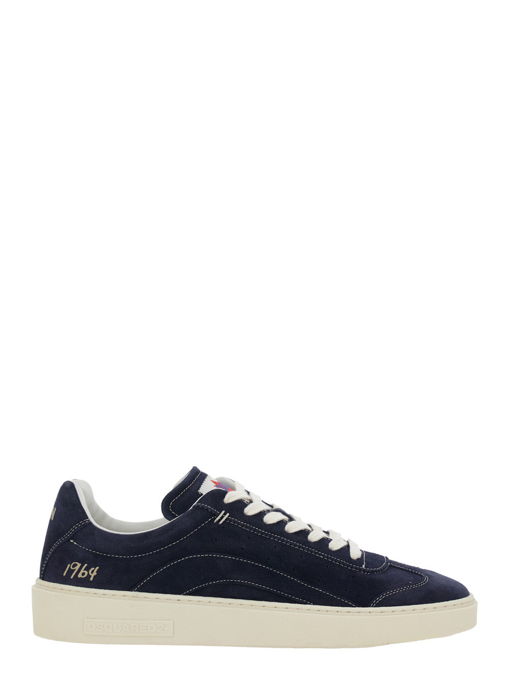 Low Top Sneaker DSQUARED2 with Logo Patch on the Tongue and Lettering Heel in Blue Suede for Men Blu Calf