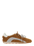 DC-642 Brown Sneakers with Leather Upper Calf Polyamide Elastane