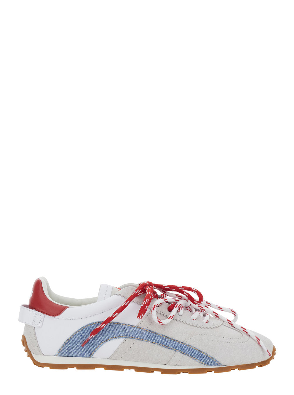 White Sneakers DC-642 with Contrast Detail on the Back in Leather for Men Calf Polyamide Elastane