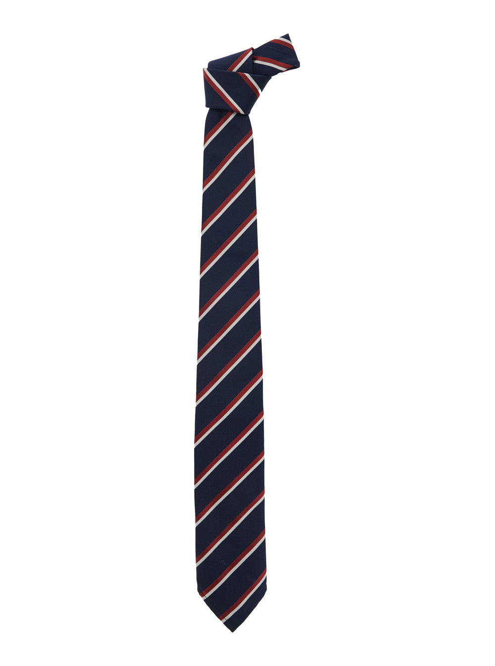 Blue Tie with All-Over Striped Motif for Men Blu Silk Papillon And Ties