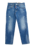 Jeans Stanislav with Logo Patch on the Back and Ripped Details Front in Blue Denim for Kids Blu Cotton Elastane