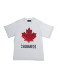 Crew Neck T-Shirt with Logo Lettering on the Front in White Cotton for Kids Tshirts And Polo Shirts