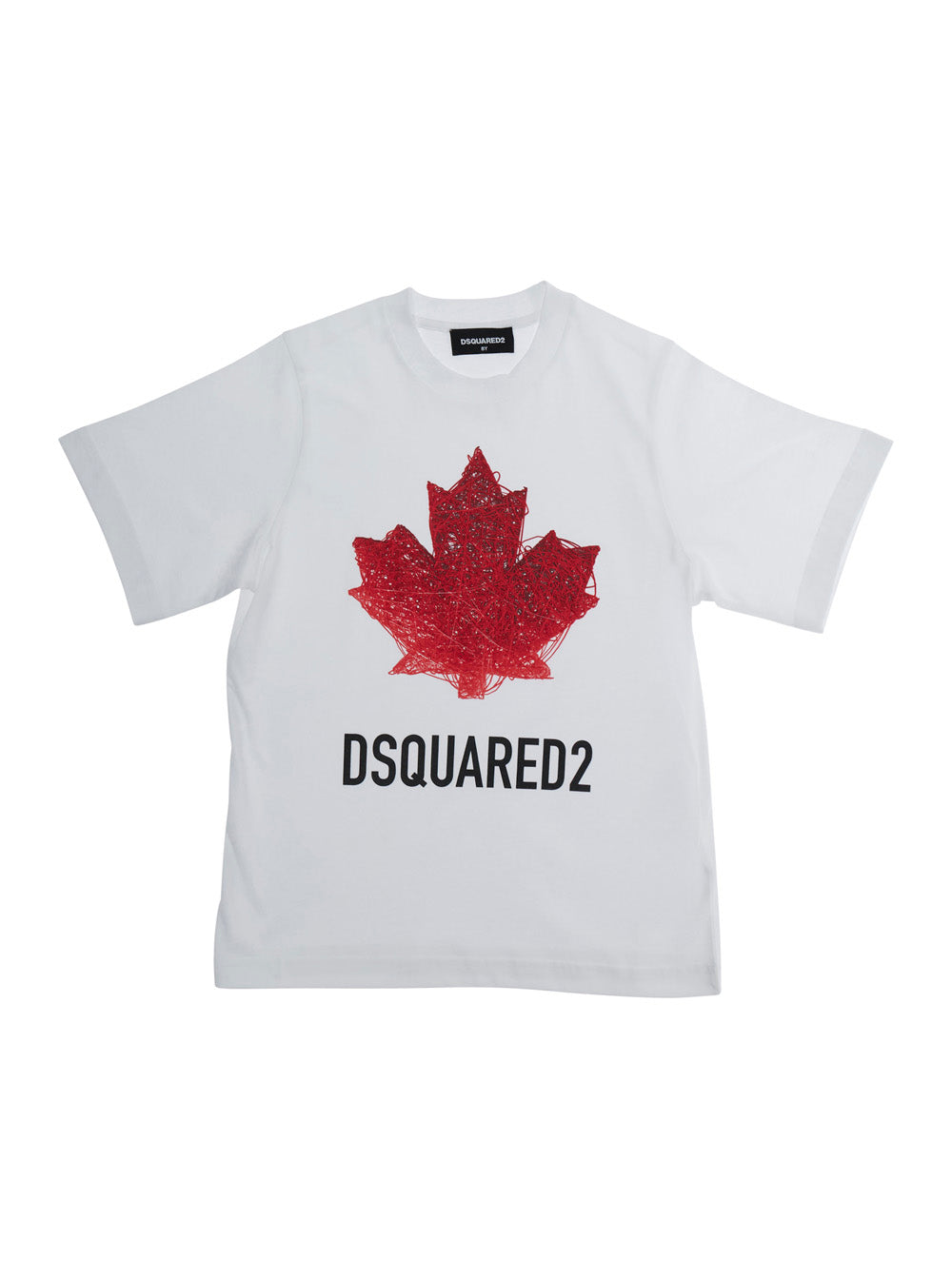 Crew Neck T-Shirt with Logo Lettering on the Front in White Cotton for Kids Tshirts And Polo Shirts
