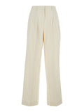 White Pants with Front Pleats in Cotton Blend for Women Nylon Trousers