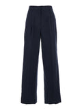 Blue Trousers with Front Pleats in Cotton Blend for Women Blu Nylon