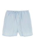 Blue Striped Pajama Mini Shorts With Elastic Waist For Women Blu Cotton And Bermuda