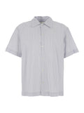 Unisex Holiday Striped Shirt - Blue Cotton With Long Sleeves Light And Blouses