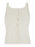 White Top With Lace Details And Thin Straps Linen Cotton Woman Tops