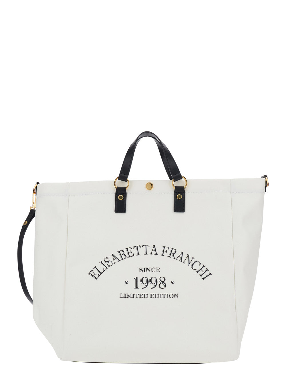 SHOPPER Elisabetta Franchi White - Leather Handle Bag Women Tote