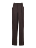Brown Stretch Viscose Belt Loop Trousers for Women Elastane