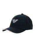 Black Baseball Cap with Front Logo in Cotton for Men Hats And Gloves