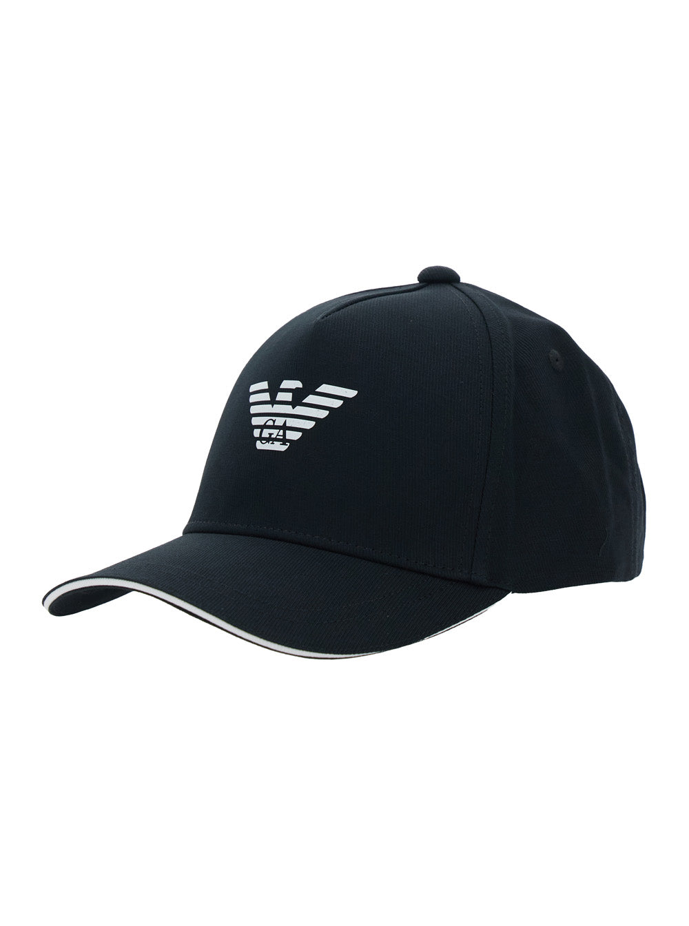 Black Baseball Cap with Front Logo in Cotton for Men Hats And Gloves