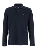 Blue Long Sleeve Polo with Logo Embroidery in Stretch Cotton for Men Blu Elastane Tshirts And Shirts
