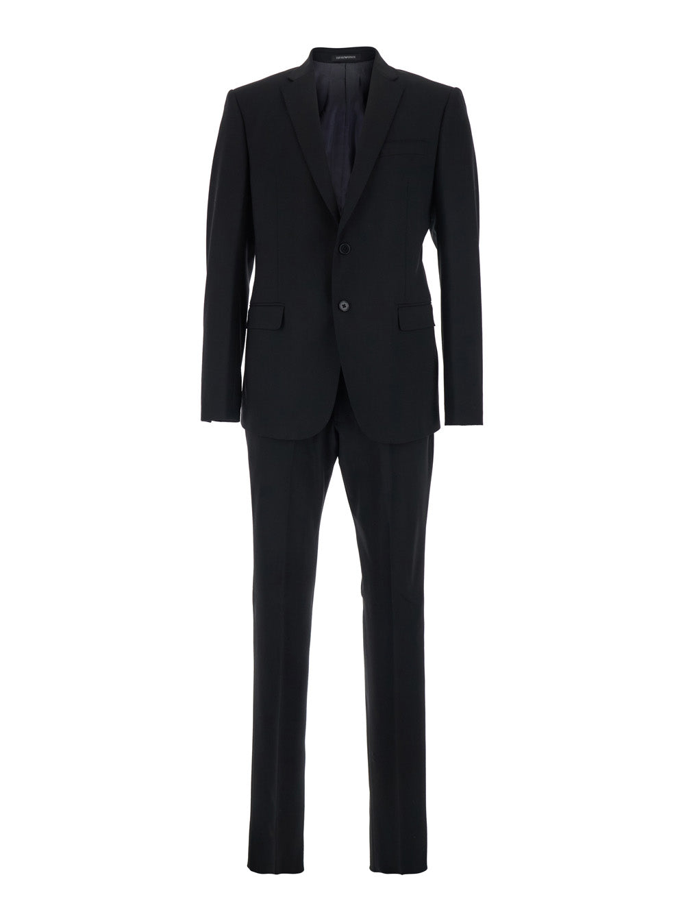 Single-breasted Suit with Notched Revers in Black Wool for Men Virgin Suits