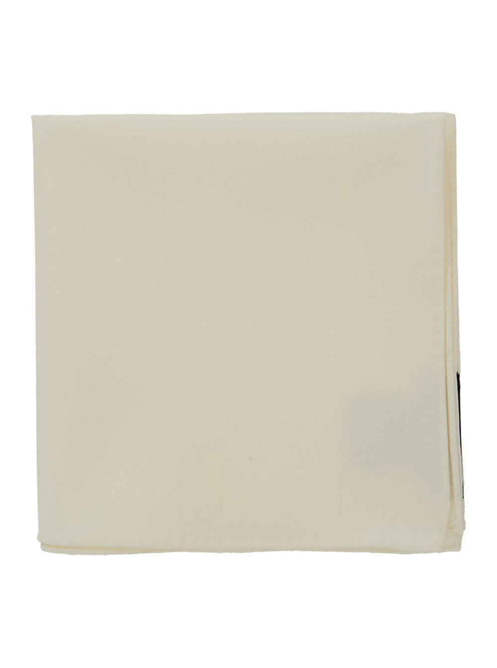 White Cream Virgin Wool Pocket Square with Internal Logo Patch for Men Elastane Papillon And Ties