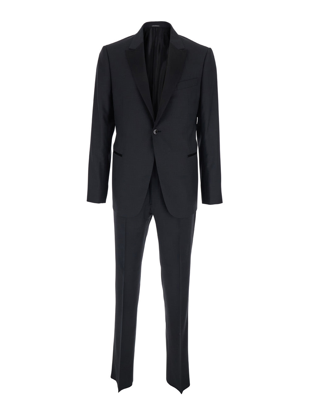Single-breasted Suit with Peak Revers and Black Satin Details for Men Suits