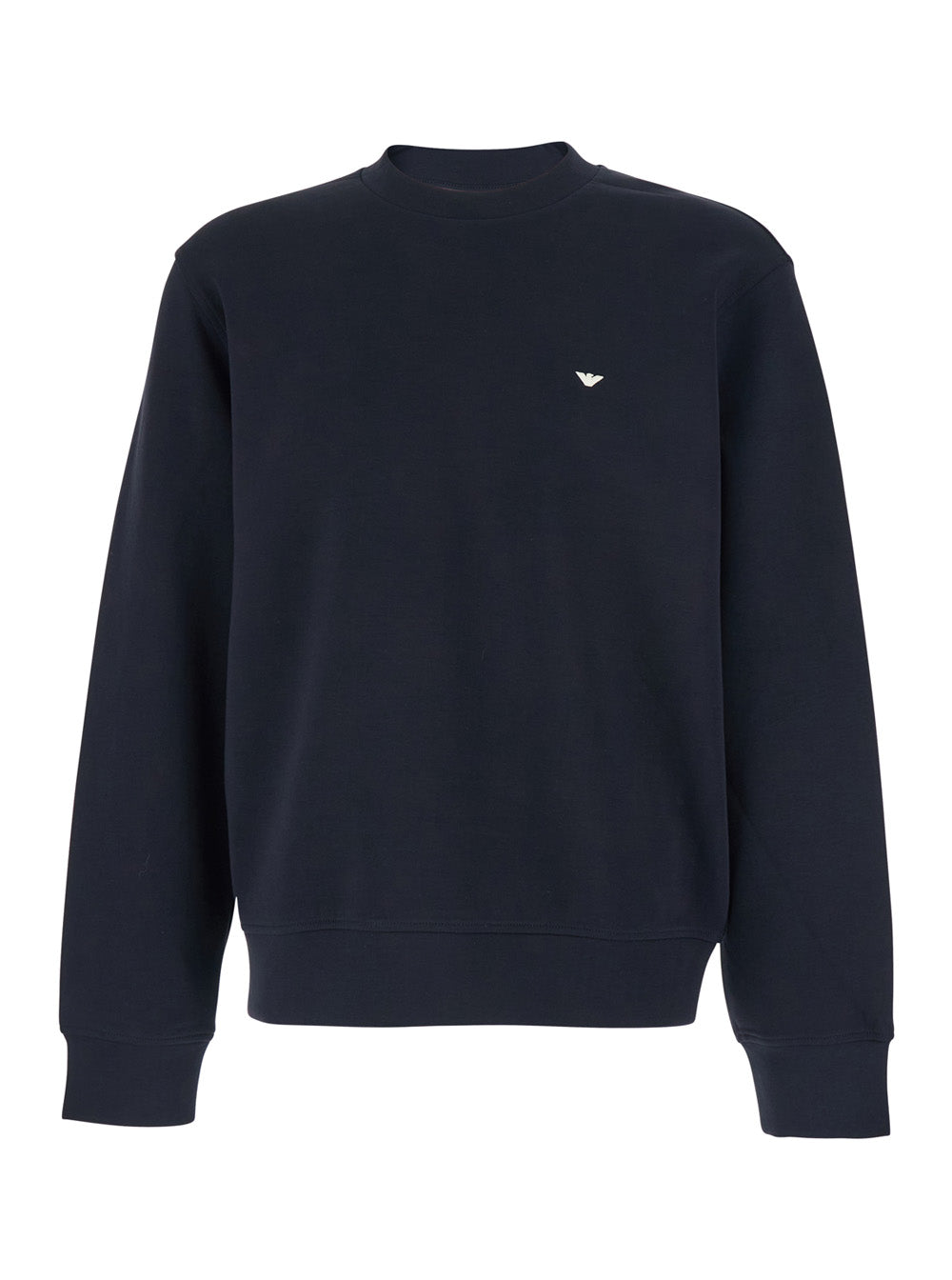 Crewneck Sweatshirt with Logo Embroidery on the Front in Cotton Blend Blue Men Blu Polyester Elastane Sweatshirts