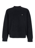 Crewneck Sweatshirt with Logo Embroidery on the Front in Cotton Blend Black Men Polyester Elastane Sweatshirts