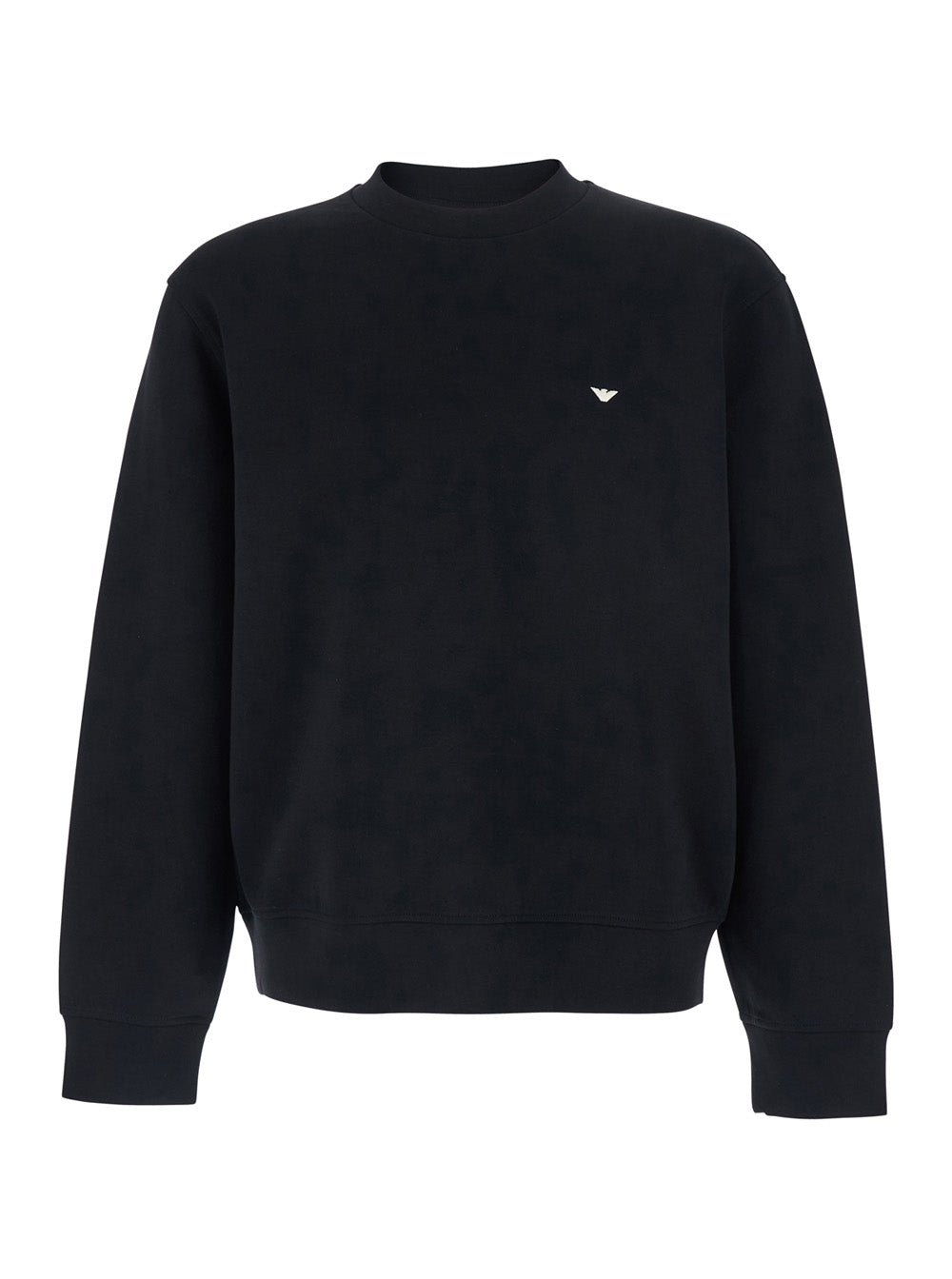 Crewneck Sweatshirt with Logo Embroidery on the Front in Cotton Blend Black Men Polyester Elastane Sweatshirts