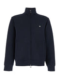High Neck Sweatshirt with Logo Embroidery on the Front and Zip Closure in Blue Cotton Blend for Men Blu Polyester Elastane Sweatshirts
