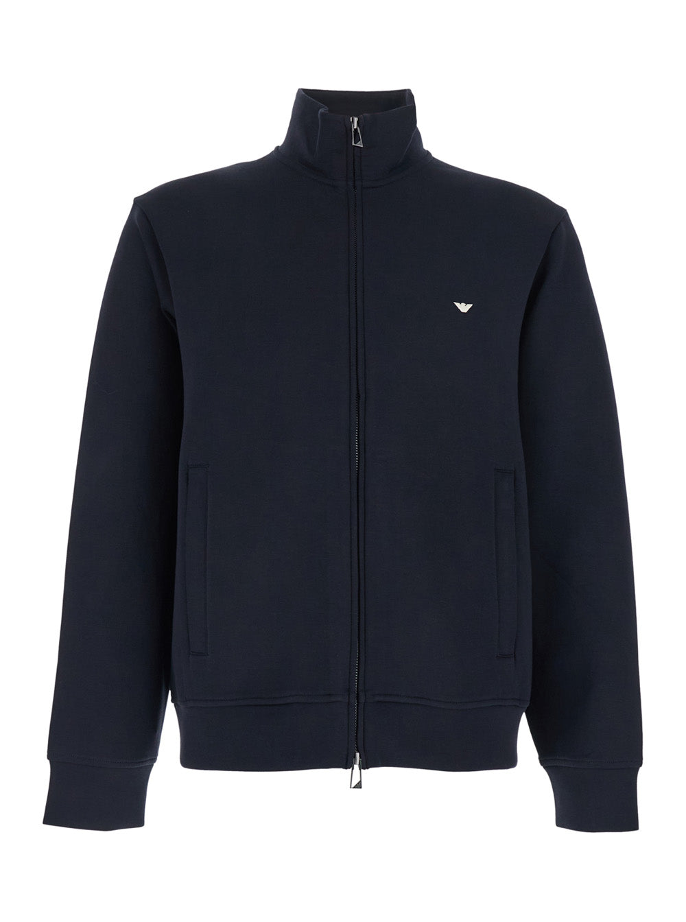 High Neck Sweatshirt with Logo Embroidery on the Front and Zip Closure in Blue Cotton Blend for Men Blu Polyester Elastane Sweatshirts
