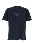 Crew Neck T-Shirt with Logo Embroidery on the Front in Blue Cotton for Men Blu Tshirts And Polo Shirts
