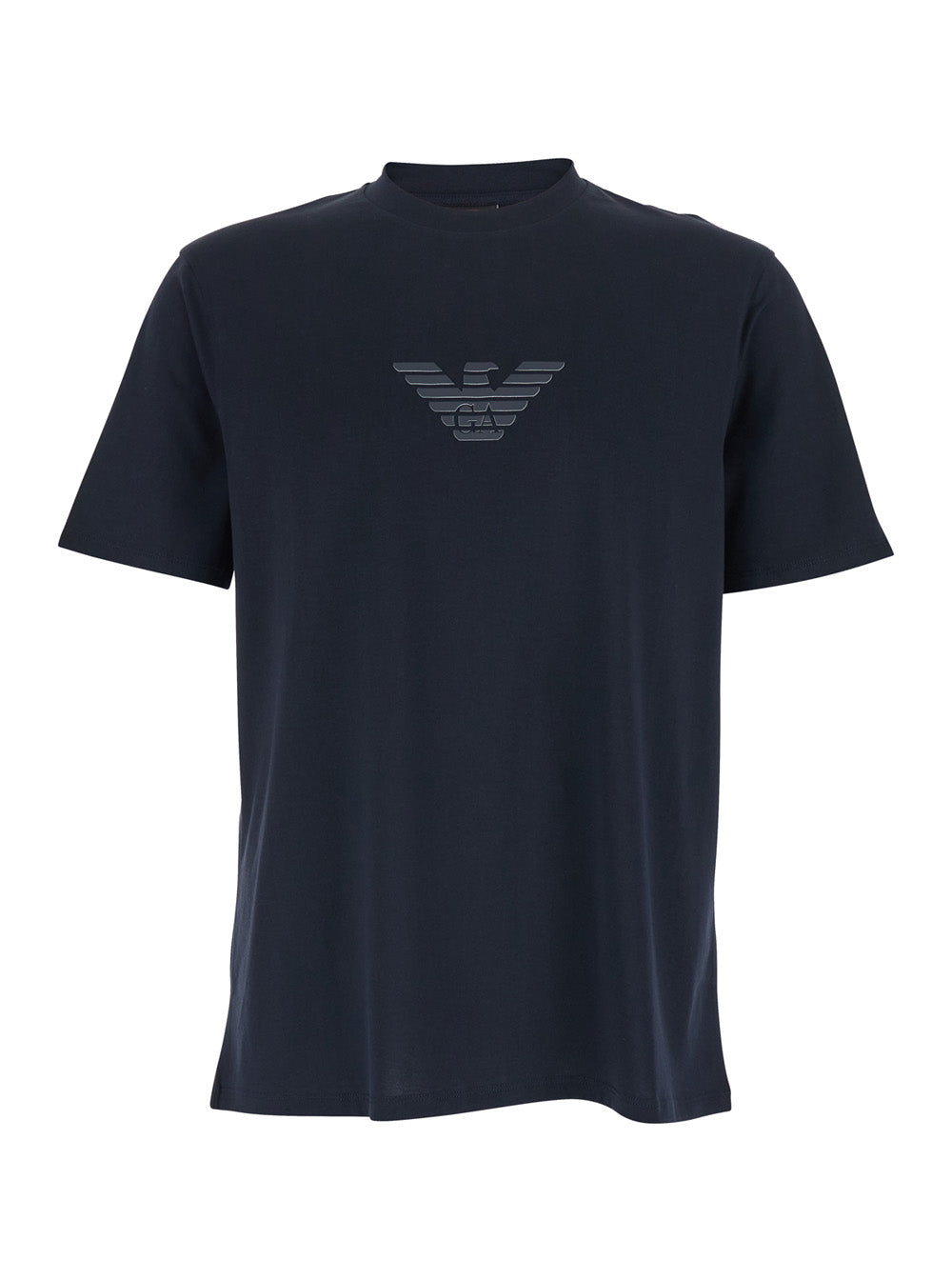 Crew Neck T-Shirt with Logo Embroidery on the Front in Blue Cotton for Men Blu Tshirts And Polo Shirts