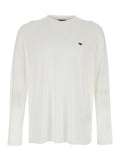 Crew Neck Logo T-Shirt with Embroidery on the Front in Cotton Blend White Men Lyocell Tshirts And Polo Shirts