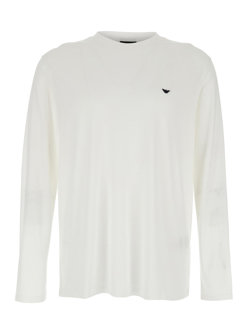 Crew Neck Logo T-Shirt with Embroidery on the Front in Cotton Blend White Men Lyocell Tshirts And Polo Shirts