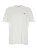 Crew Neck T-Shirt with Logo Embroidery on the Front in Cotton Blend White Men Lyocell Tshirts And Polo Shirts