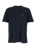 Blue T-Shirt REG FII ACQUILA A PETTO LIOCEL with Logo on the Front in Lyocell and Cotton for Men Blu Tshirts Polo Shirts